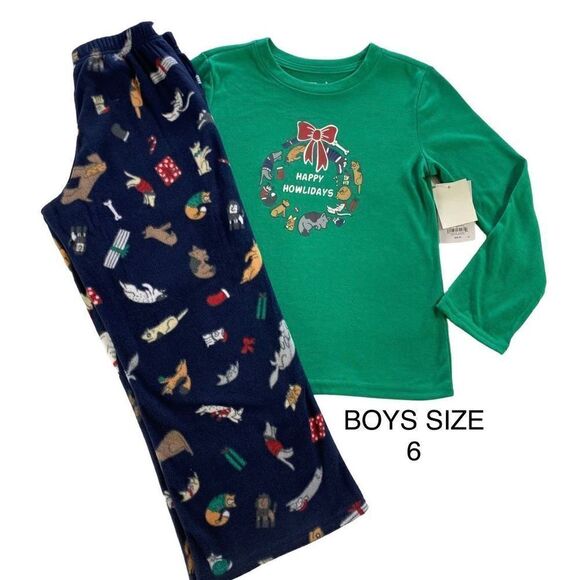 Jammies For Your Families Boys Size 6 Happy Howlidays Pajama 2 Piece Set - Picture 1 of 7